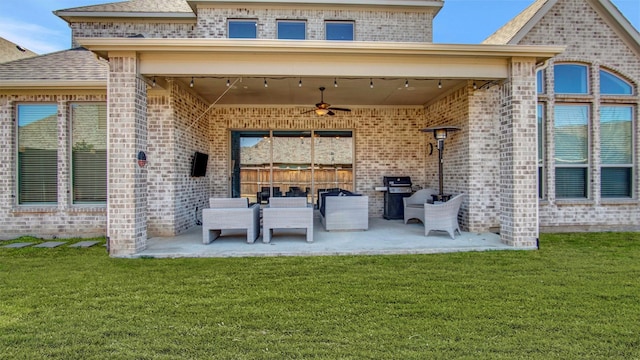 2500 Rosecroft Ct, Celina, TX 75009 - view of patio / terrace with a ceiling fan, grilling area, and an outdoor living space