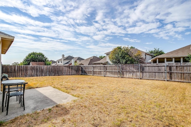 view of yard featuring a fenced backyard and a patio area