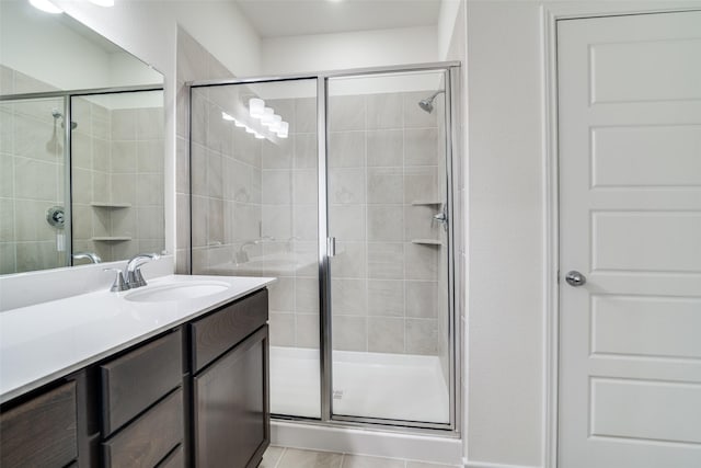 3800 Parsons St, Crandall, TX 75114 - bathroom featuring vanity, tile patterned flooring, and a shower stall