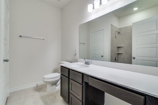 3800 Parsons St, Crandall, TX 75114 - bathroom with baseboards, vanity, toilet, and tiled shower