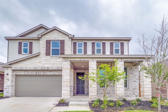 3808 Parsons St, Crandall, TX 75114 - view of front facade with an attached garage, driveway, and stone siding