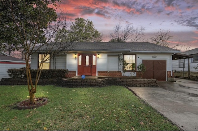 7220 Amy St, Dallas, TX 75217 - single story home featuring a lawn, driveway, a garage, and brick siding