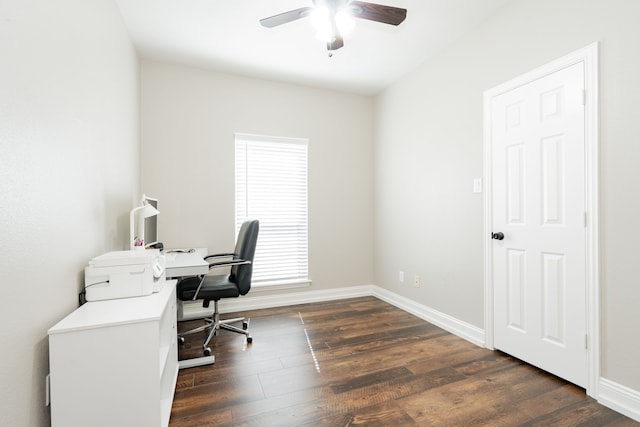 1609 W Alamosa Dr, Talty, TX 75160 - office space with ceiling fan, dark wood-style floors, plenty of natural light, and baseboards