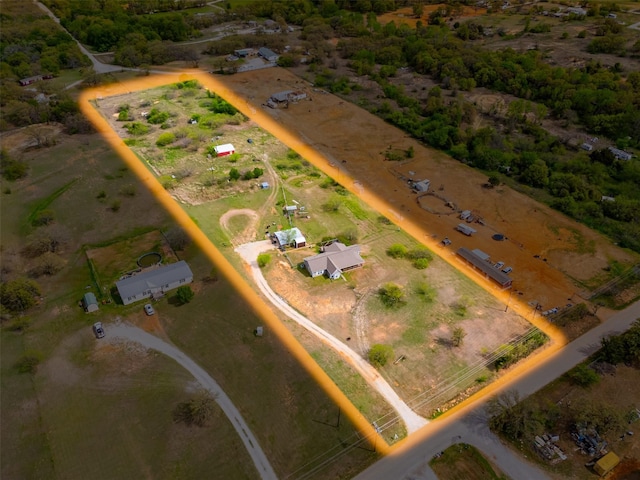 drone / aerial view with a rural view
