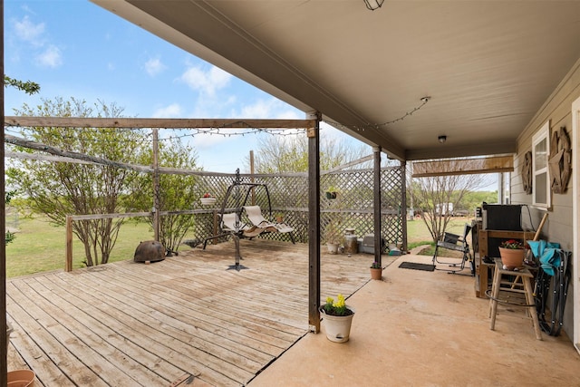 view of patio with a wooden deck