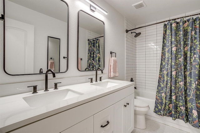 3113 Westfield Ave, Fort Worth, TX 76133 - full bath with toilet, a sink, shower / tub combo, and visible vents