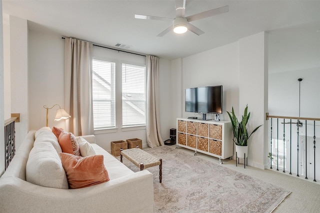 1512 Trailblazer Way, Northlake, TX 76247 - carpeted living room featuring ceiling fan, healthy amount of natural light, and baseboards