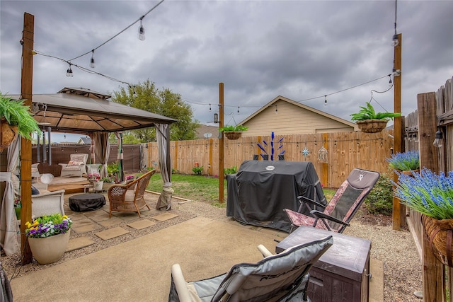 4036 Eagle Dr, Forney, TX 75126 - view of patio / terrace featuring a fenced backyard, a gazebo, and area for grilling