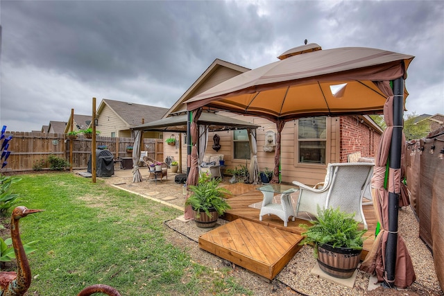 4036 Eagle Dr, Forney, TX 75126 - back of house with a fenced backyard, a gazebo, a yard, and a patio area