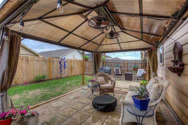4036 Eagle Dr, Forney, TX 75126 - view of patio featuring a grill, a fenced backyard, and a gazebo