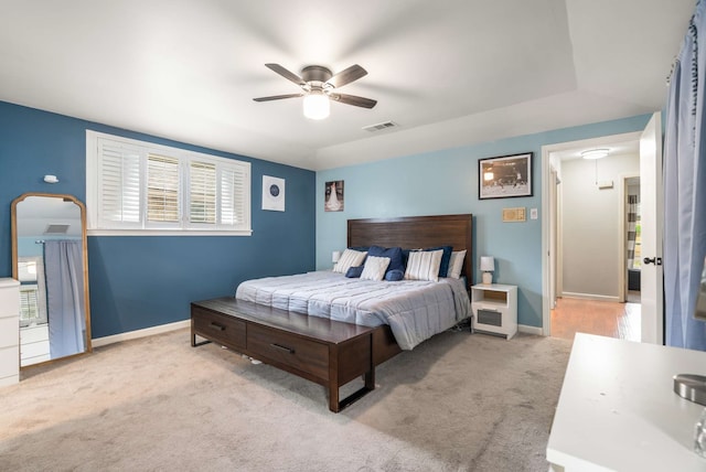 1417 Northridge Dr, Carrollton, TX 75006 - bedroom with carpet floors, a ceiling fan, baseboards, and visible vents