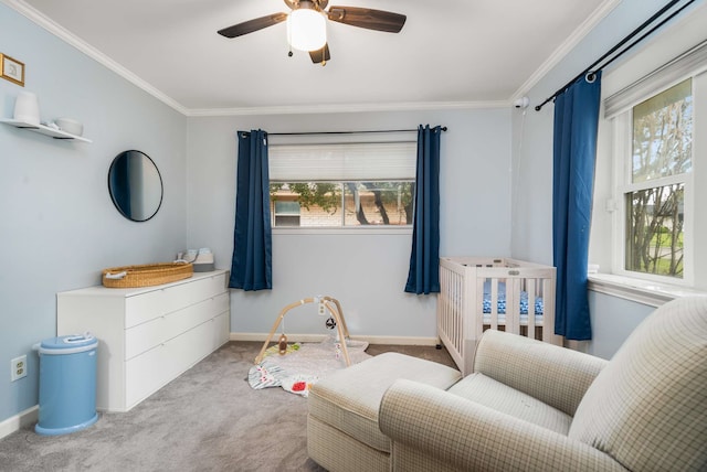 1417 Northridge Dr, Carrollton, TX 75006 - interior space featuring crown molding, baseboards, and ceiling fan