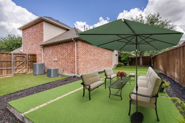 4657 Limerick Ln, Frisco, TX 75034 - view of patio with an outdoor living space and central AC
