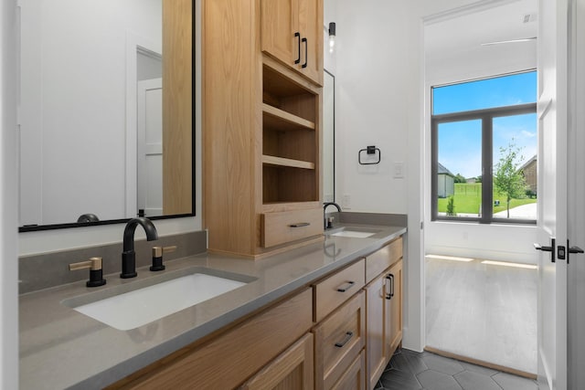 12479 Palmer Dr, Fort Worth, TX 76179 - bathroom with double vanity and tile patterned floors