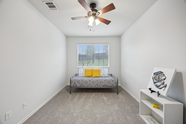 8312 Rancho De La Osa Trl, Mckinney, TX 75070 - sitting room with carpet floors, ceiling fan, and baseboards