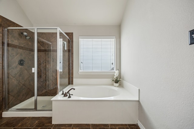 8312 Rancho De La Osa Trl, Mckinney, TX 75070 - full bathroom featuring a garden tub, a shower stall, and tile patterned flooring
