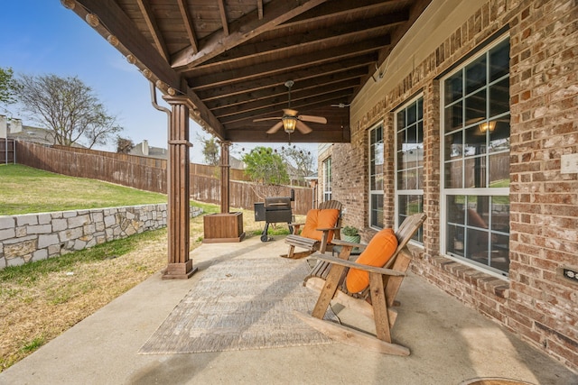 8312 Rancho De La Osa Trl, Mckinney, TX 75070 - view of patio / terrace with a ceiling fan and area for grilling