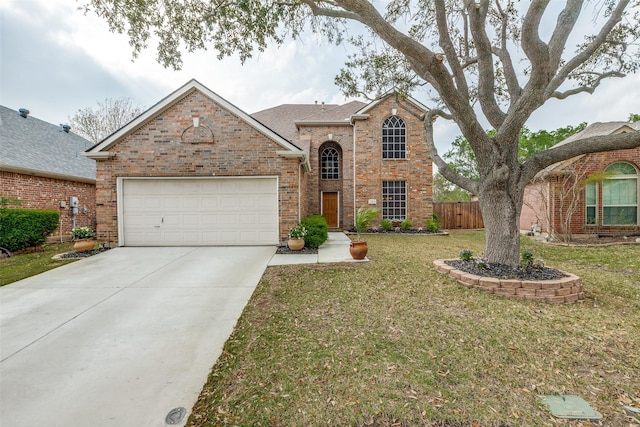 2104 Aberdeen Ave, Mckinney, TX 75072 - traditional-style home with a garage, concrete driveway, brick siding, and a shingled roof