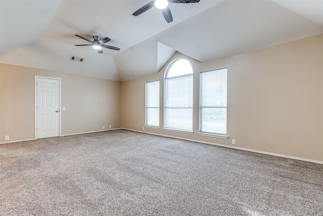 2104 Aberdeen Ave, Mckinney, TX 75072 - carpeted empty room featuring a ceiling fan and vaulted ceiling