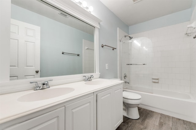2104 Aberdeen Ave, Mckinney, TX 75072 - full bathroom with double vanity, shower / washtub combination, and wood finished floors