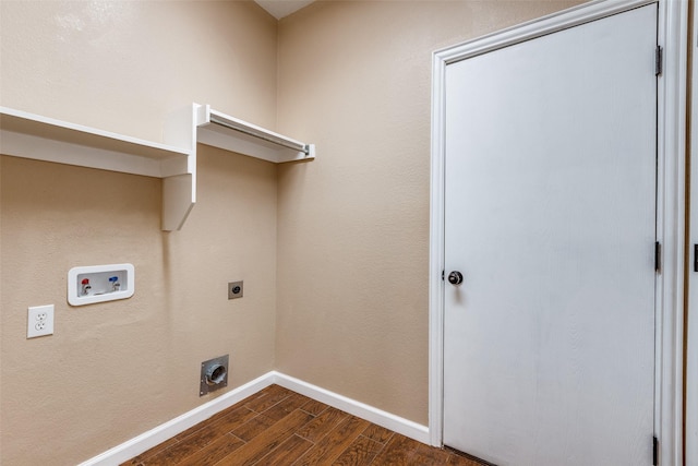 2104 Aberdeen Ave, Mckinney, TX 75072 - washroom with electric dryer hookup, dark wood-type flooring, and hookup for a washing machine