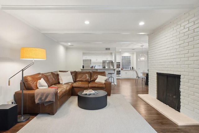 3139 Citation Dr, Dallas, TX 75229 - living area with dark wood-type flooring and a fireplace