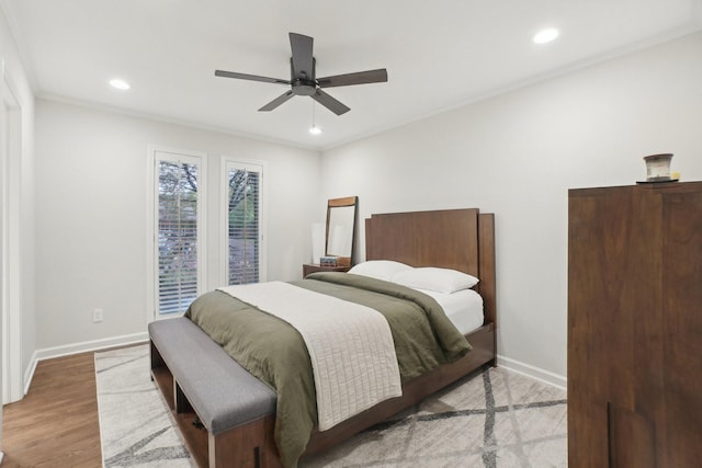 3139 Citation Dr, Dallas, TX 75229 - bedroom featuring recessed lighting, baseboards, a ceiling fan, and wood finished floors