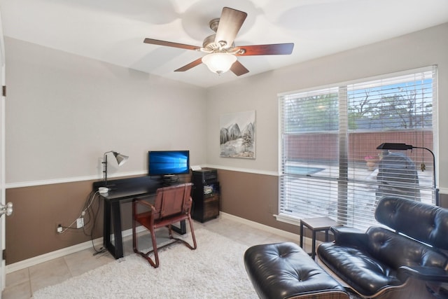 3139 Citation Dr, Dallas, TX 75229 - tiled office space featuring ceiling fan and baseboards