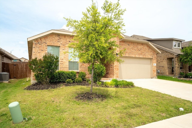 825 Blackhorse Trl, Fort Worth, TX 76247 - view of front of property with brick siding, concrete driveway, central AC, and an attached garage
