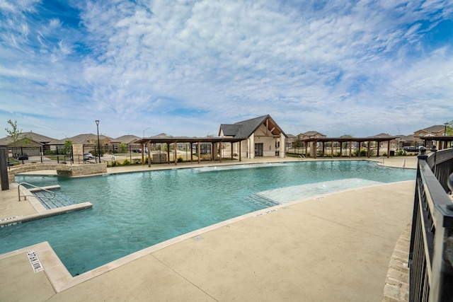 825 Blackhorse Trl, Fort Worth, TX 76247 - community pool with a gazebo, fence, a patio, and a residential view