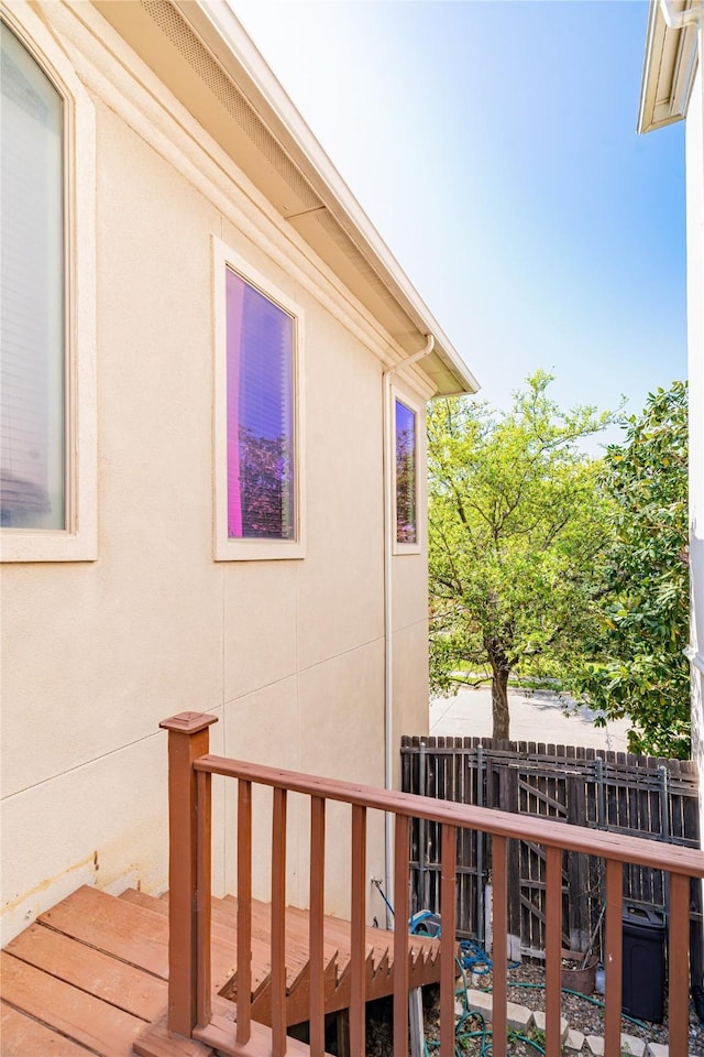view of wooden balcony with a wooden deck