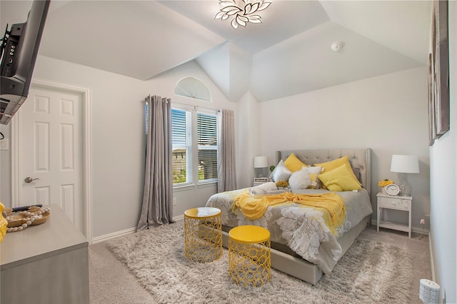 1121 Red Hawk Ln, Forney, TX 75126 - carpeted bedroom with lofted ceiling and baseboards