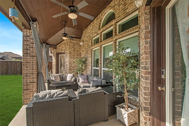 1121 Red Hawk Ln, Forney, TX 75126 - view of patio with an outdoor living space and ceiling fan