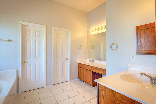 3331 Midstream Ct, Mesquite, TX 75181 - full bathroom with two vanities, tile patterned floors, and a bath