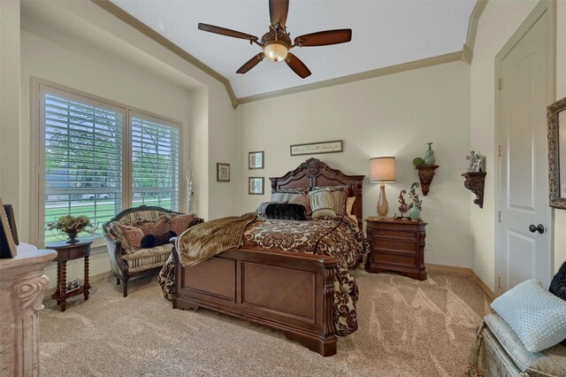 7545 Colton Ln, Pilot Point, TX 76258 - bedroom featuring ornamental molding, carpet, baseboards, and a ceiling fan