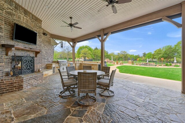 7545 Colton Ln, Pilot Point, TX 76258 - view of patio / terrace with a ceiling fan and outdoor dining space