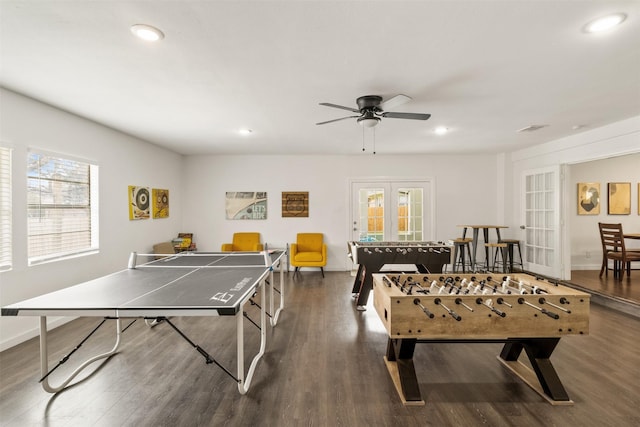 1018 Brookhollow Dr, Irving, TX 75061 - playroom with recessed lighting, plenty of natural light, wood finished floors, and ceiling fan