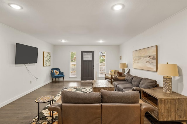 1018 Brookhollow Dr, Irving, TX 75061 - living room featuring recessed lighting, baseboards, and dark wood-type flooring