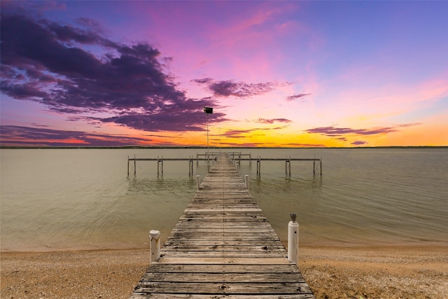 dock area featuring a water view