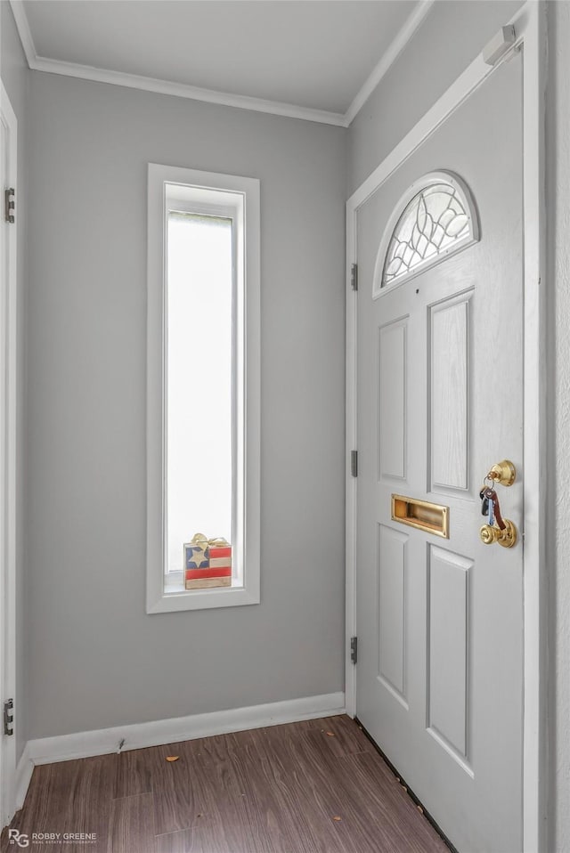 1806 Ray Ave, Bossier City, LA 71112 - foyer entrance with crown molding, wood finished floors, baseboards, and a wealth of natural light