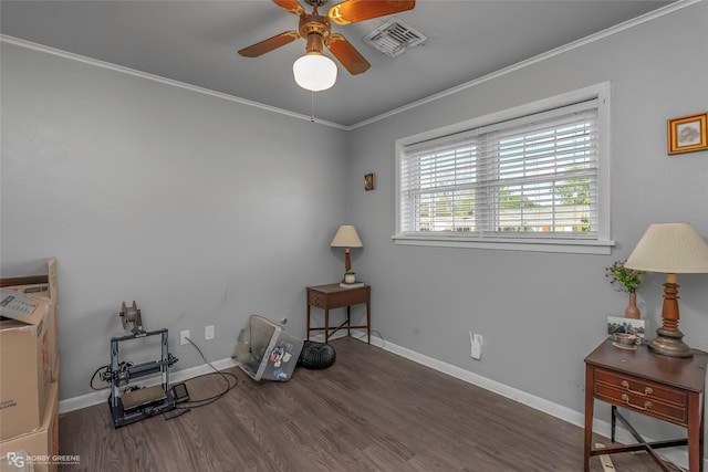 1806 Ray Ave, Bossier City, LA 71112 - misc room featuring wood finished floors, ceiling fan, baseboards, and visible vents