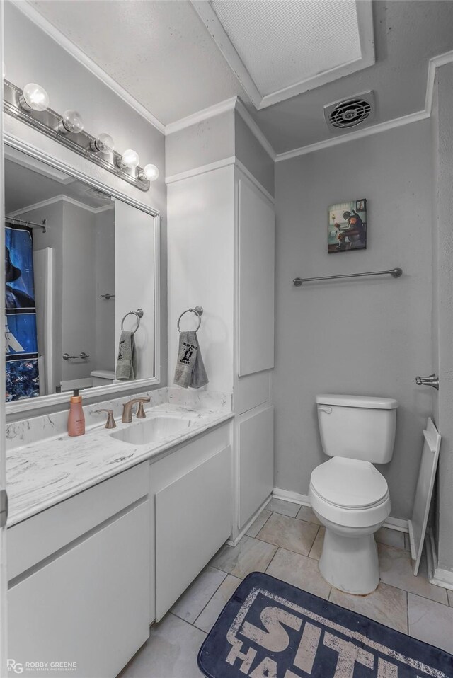 1806 Ray Ave, Bossier City, LA 71112 - bathroom with vanity, baseboards, tile patterned floors, toilet, and visible vents