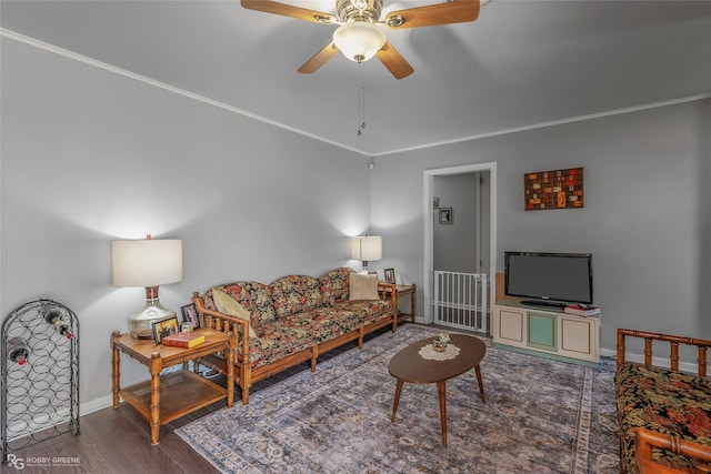 1806 Ray Ave, Bossier City, LA 71112 - living area featuring baseboards, a ceiling fan, and wood finished floors