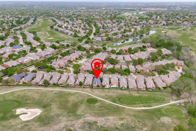 2212 Stone Creek Dr, Mckinney, TX 75072 - aerial view of property and surrounding area featuring nearby suburban area, a local golf course, and a nearby body of water