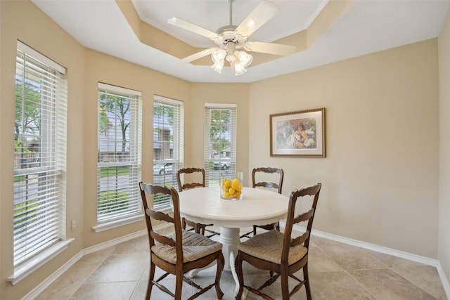 2002 Thames Dr, Arlington, TX 76017 - dining area featuring healthy amount of natural light, light tile patterned flooring, and a ceiling fan