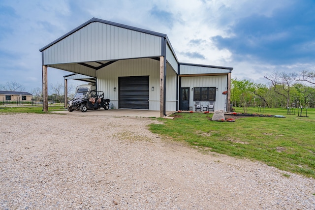 view of outbuilding featuring an outdoor structure and dirt driveway