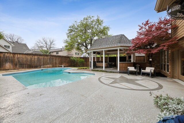 17828 Cedar Creek Canyon Dr, Dallas, TX 75252 - view of swimming pool with a fenced backyard, a gazebo, a patio, and a fenced in pool