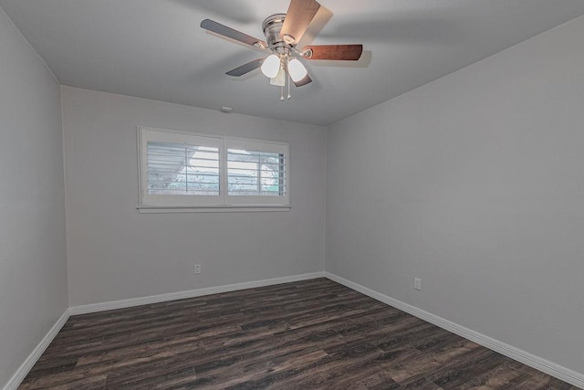 3336 Whitehall Dr, Dallas, TX 75229 - spare room with dark wood-style floors, baseboards, and a ceiling fan
