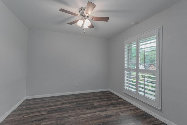3336 Whitehall Dr, Dallas, TX 75229 - empty room with dark wood-style floors, baseboards, and ceiling fan