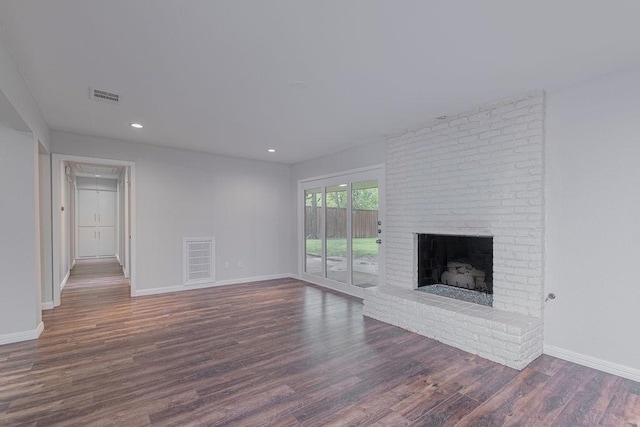 3336 Whitehall Dr, Dallas, TX 75229 - unfurnished living room with baseboards, wood finished floors, a fireplace, and recessed lighting